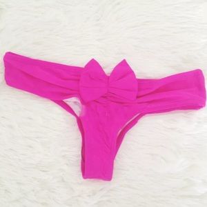 Pink bow thong scrunch butt cheeky bikini bottoms rave festival party sexy R2